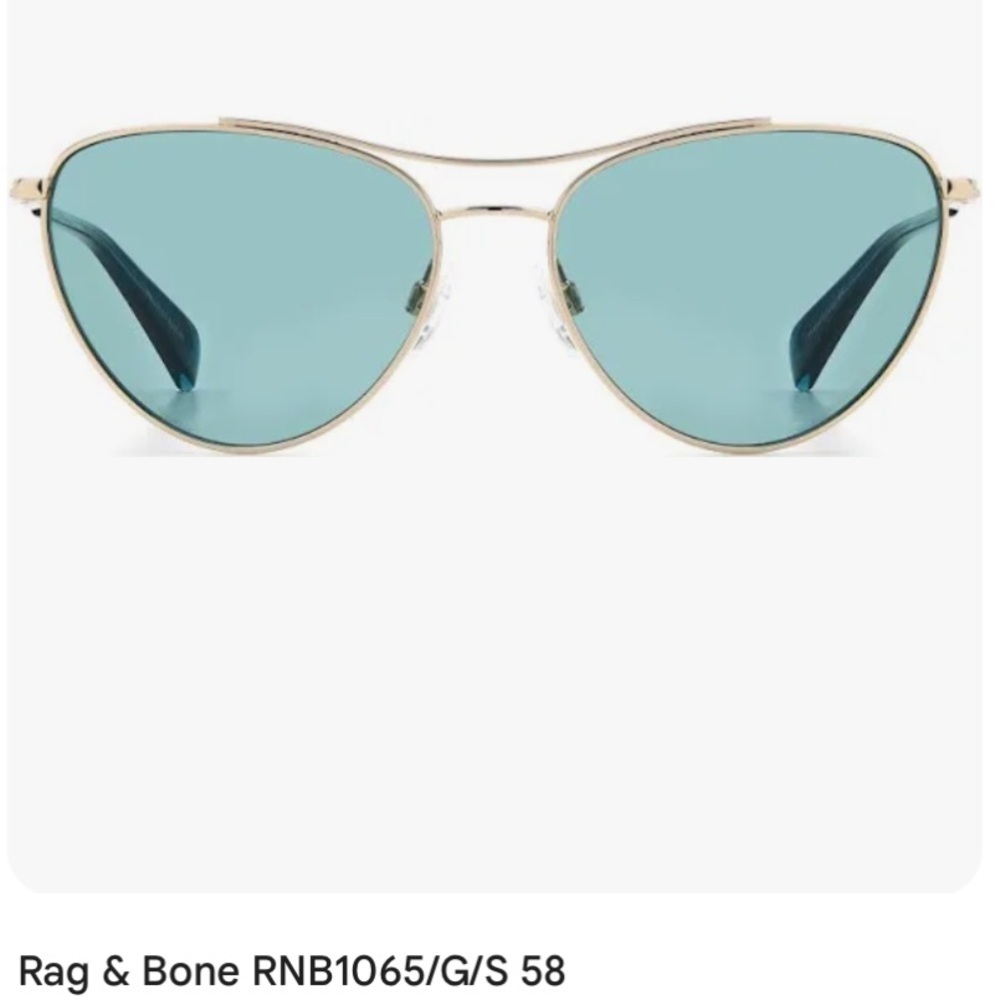 Rag & Bone Cat Eye Aviators Gold with Teal lens EUC